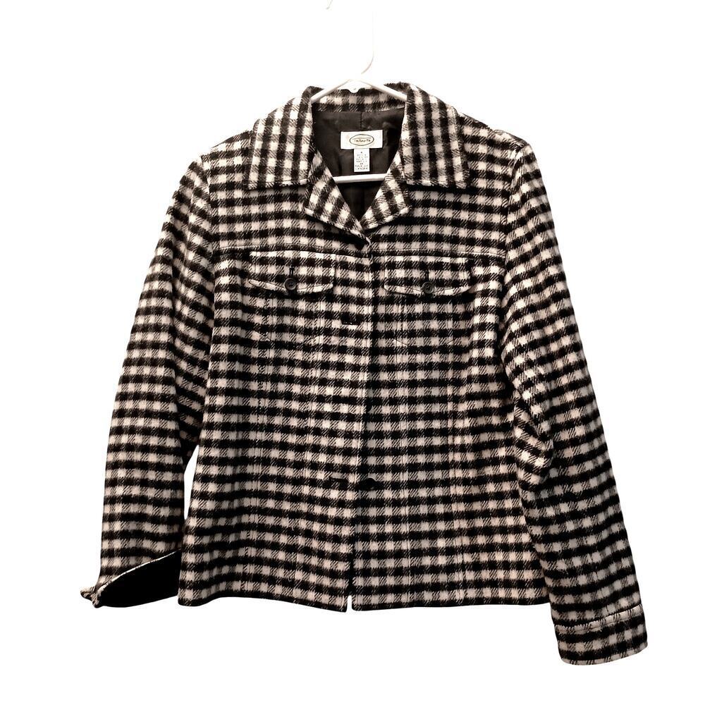 Talbot's Women's Black and White Wool Checkered Blazer